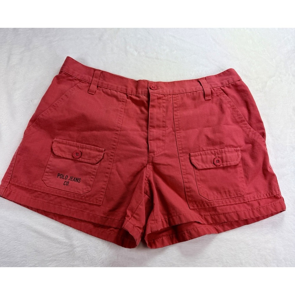 Y2K Polo Jeans Co. Ralph Lauren Beige Women's Cargo Utility Shorts Vintage Sz 12